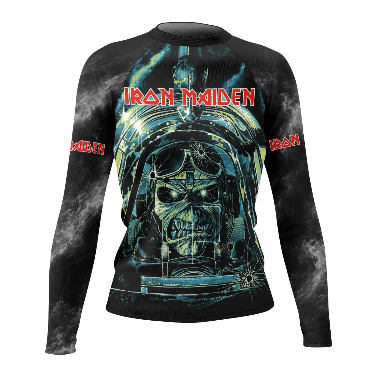Iron Maiden Aces High Eddie Pilot Women's Rash Guard Long Sleeve - front view mockup