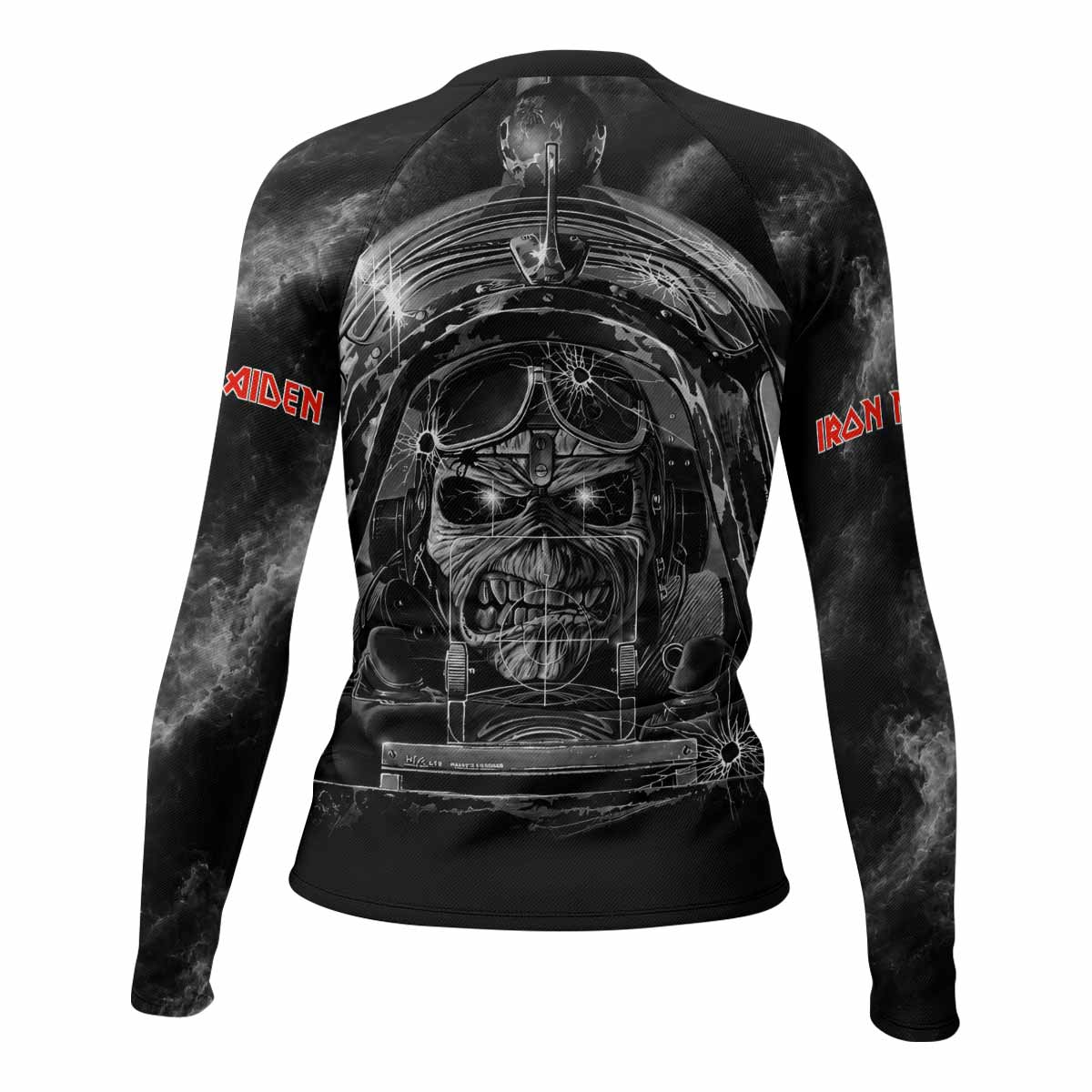 Iron Maiden Aces High Eddie Pilot Women's Rash Guard Long Sleeve - back view mockup