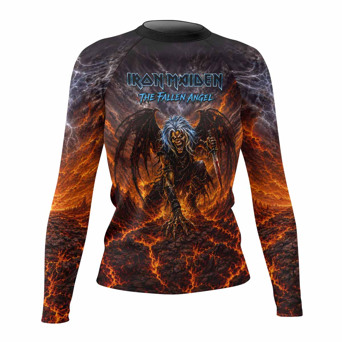 Iron Maiden The Fallen Angel Eddie Women's Rash Guard Long Sleeve - front view mockup