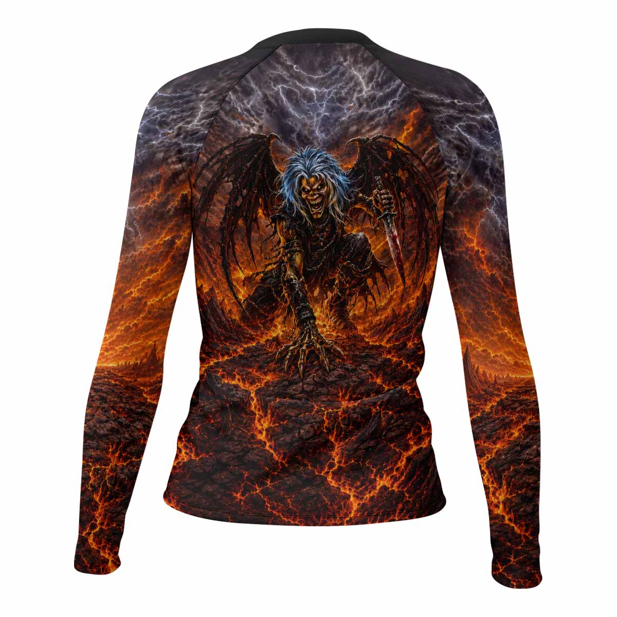 Iron Maiden The Fallen Angel Eddie Women's Rash Guard Long Sleeve - back view mockup