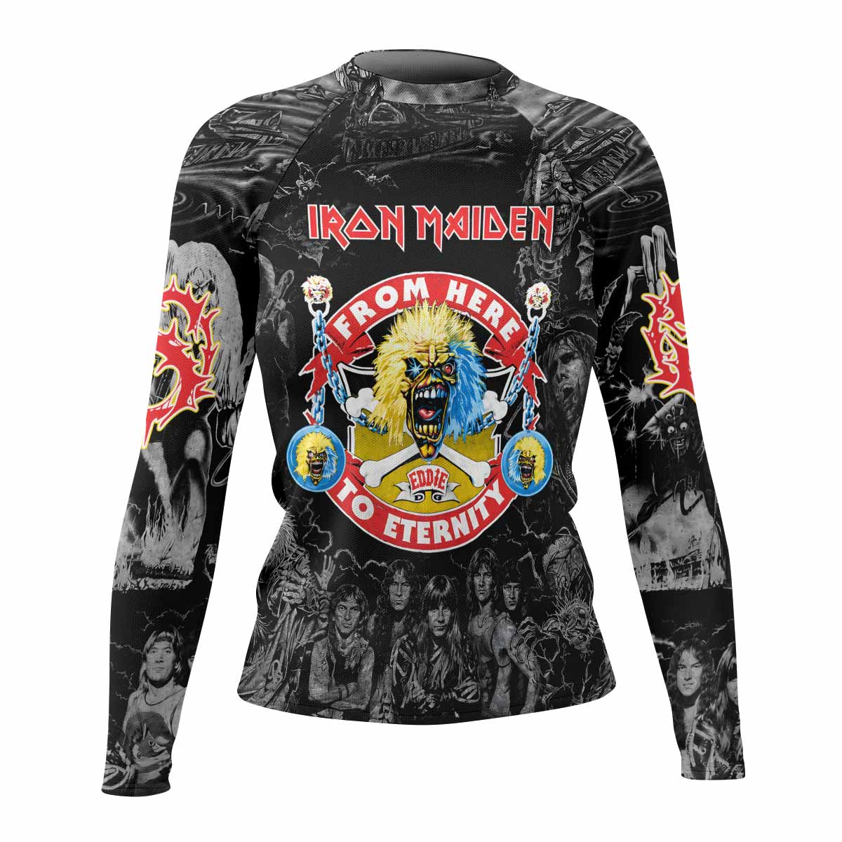 Iron Maiden From Here to Eternity Eddie Women's Rash Guard Long Sleeve - front view mockup