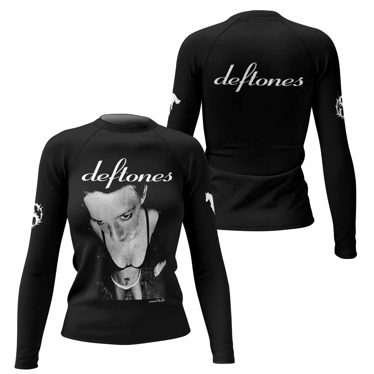 Deftones Around the Fur Women's Rash Guard Long Sleeve - front and back view