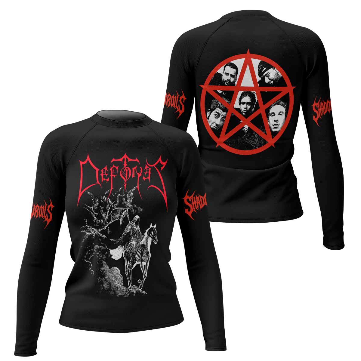 Deftones White Pony Grim Reaper Women's Rash Guard Long Sleeve - front and back view