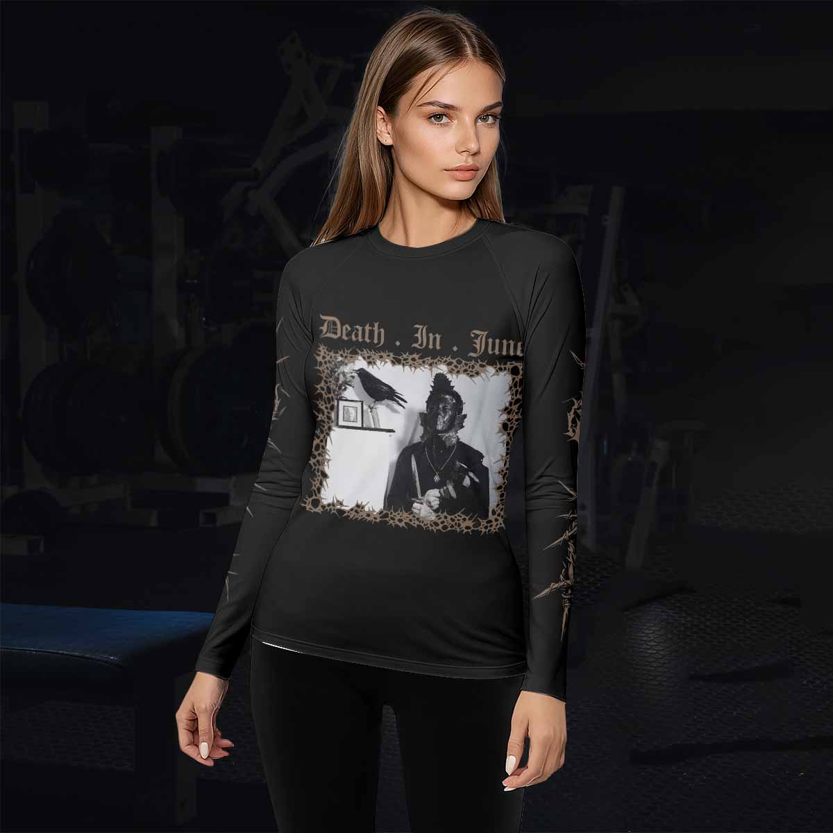 Death in June Ritual Raven Women's Rash Guard Long Sleeve - lifestyle view