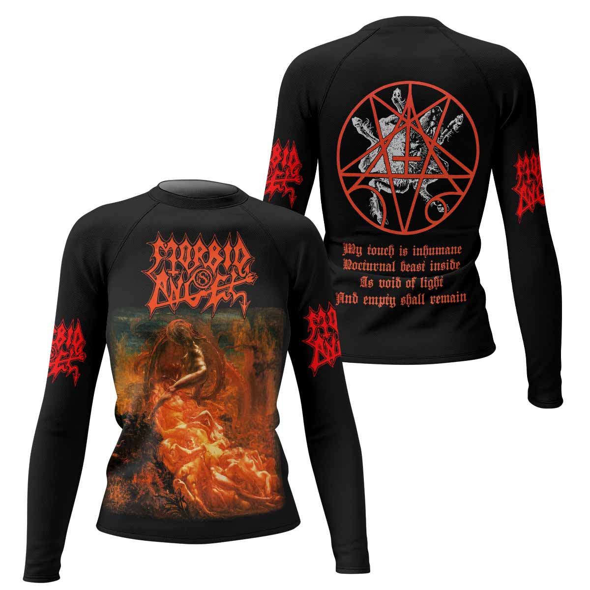 Morbid Angel Altars of Madness Women's Rash Guard Long Sleeve - front and back view