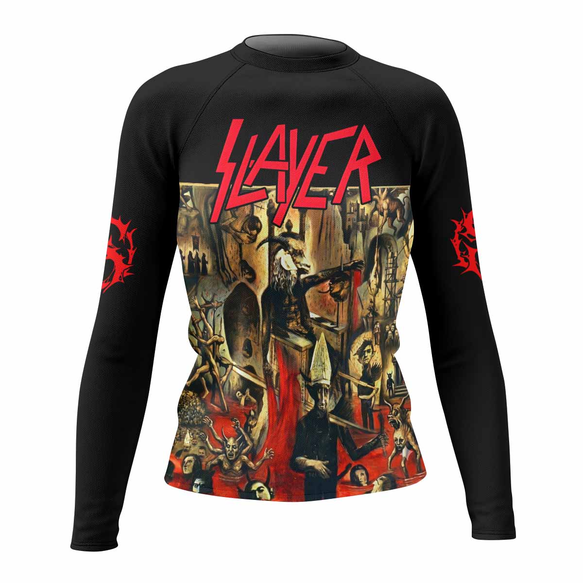 South of Heaven Slayer Women's Rash Guard Long Sleeve - front view mockup