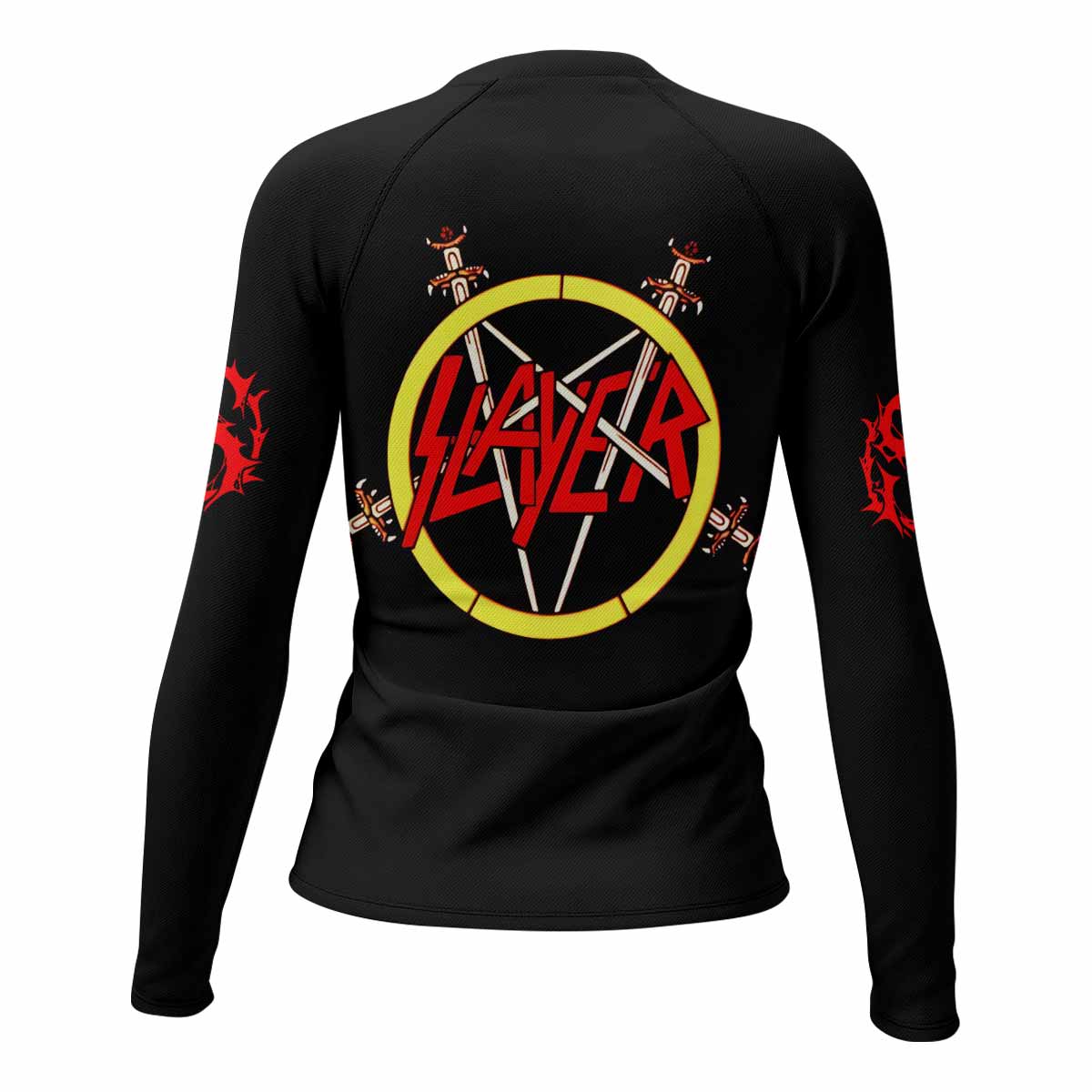 South of Heaven Slayer Women's Rash Guard Long Sleeve - back view mockup