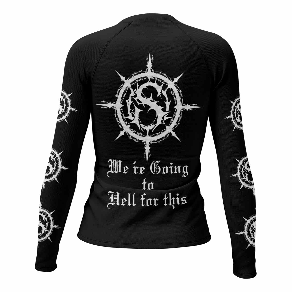 Carpathian Forest We're Going to Hell for This Women's Rash Guard Long Sleeve - back view mockup