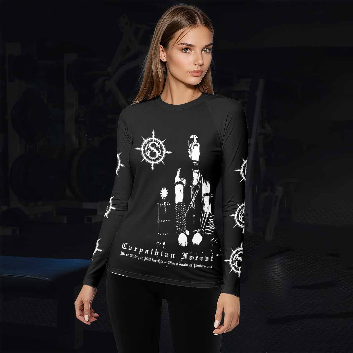 Carpathian Forest We're Going to Hell for This Women's Rash Guard Long Sleeve - lifestyle view