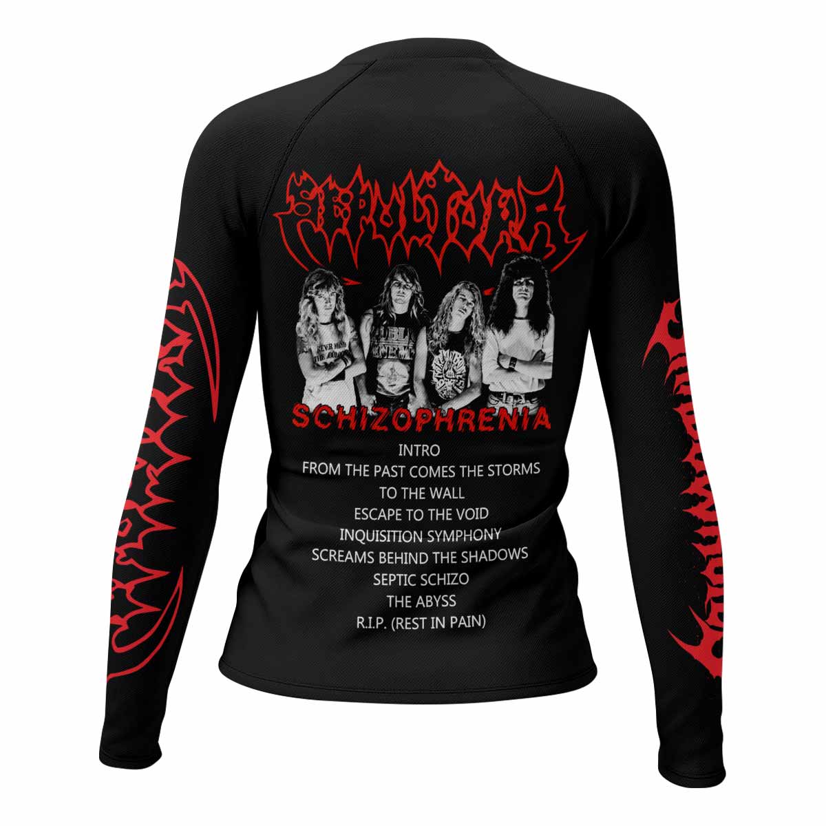 Sepultura Schizophrenia Women's Rash Guard Long Sleeve - back view mockup