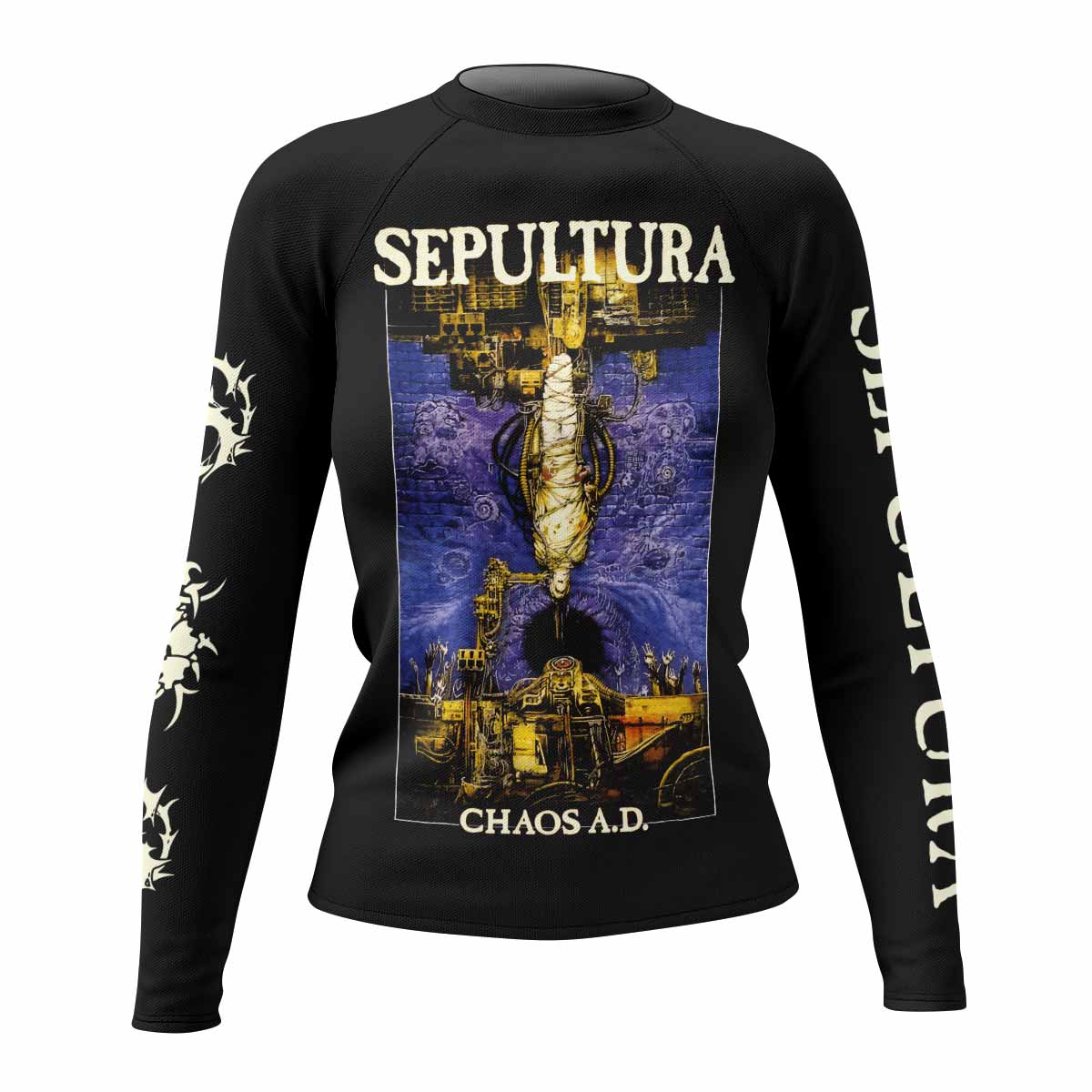 Chaos A.D. Sepultura Women's Rash Guard Long Sleeve - front view mockup