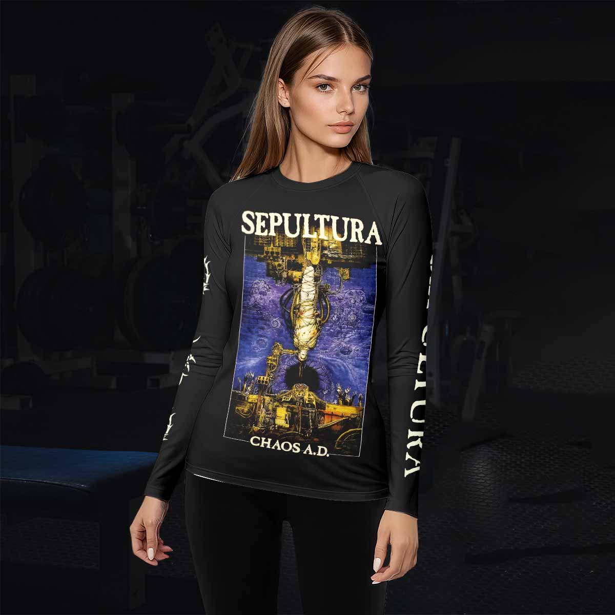 Chaos A.D. Sepultura Women's Rash Guard Long Sleeve - lifestyle view