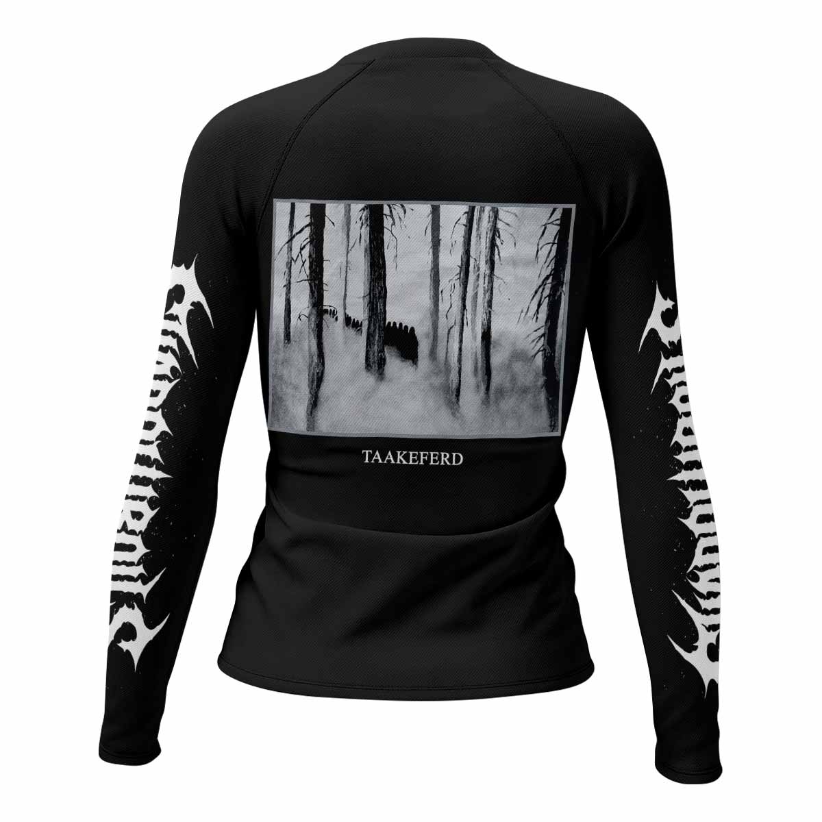 Darkthrone Under a Funeral Moon Women's Rash Guard Long Sleeve - back view mockup