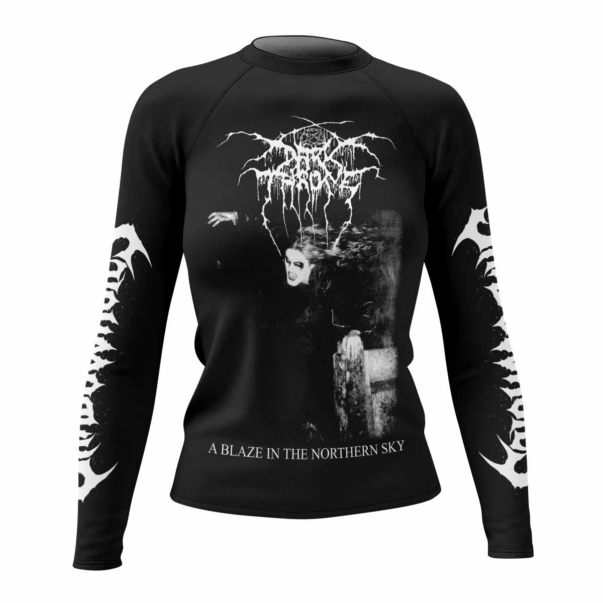 Darkthrone A Blaze in the Northern Sky Women's Rash Guard Long Sleeve - front view mockup