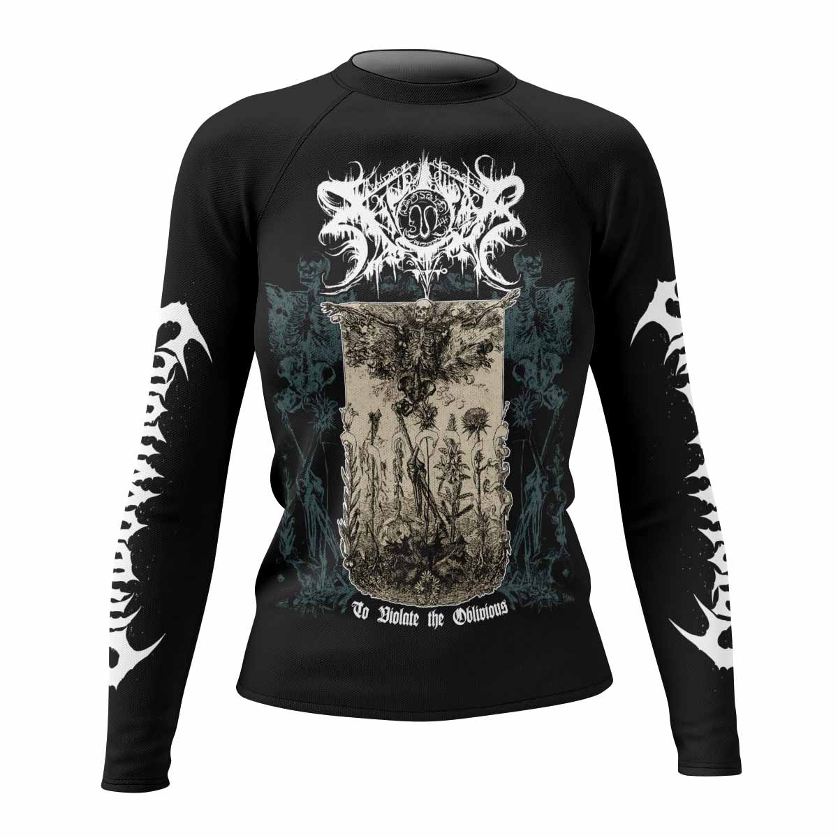 Xasthur To Violate the Oblivious Women's Rash Guard Long Sleeve - front view mockup