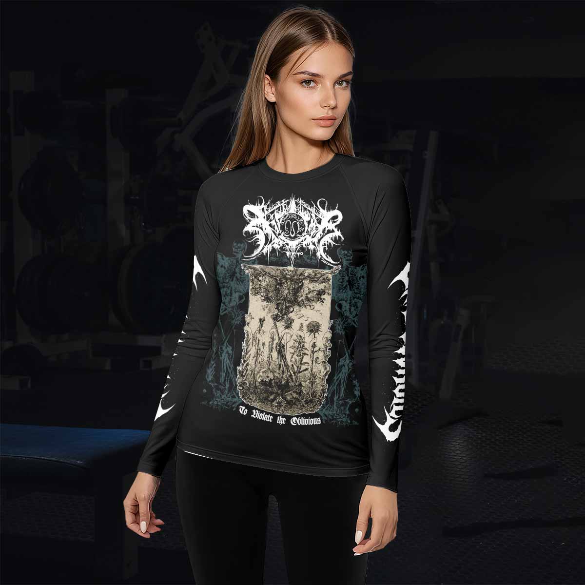Xasthur To Violate the Oblivious Women's Rash Guard Long Sleeve - lifestyle view