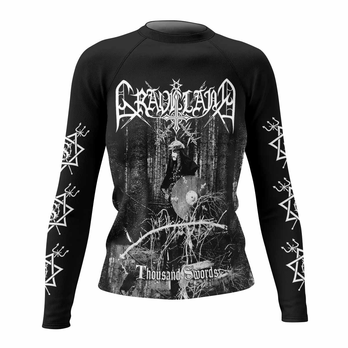 Graveland Thousand Swords Women's Rash Guard Long Sleeve - front view mockup