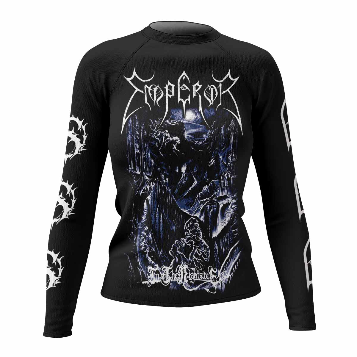 Emperor In the Nightside Eclipse Women's Rash Guard Long Sleeve - front view mockup