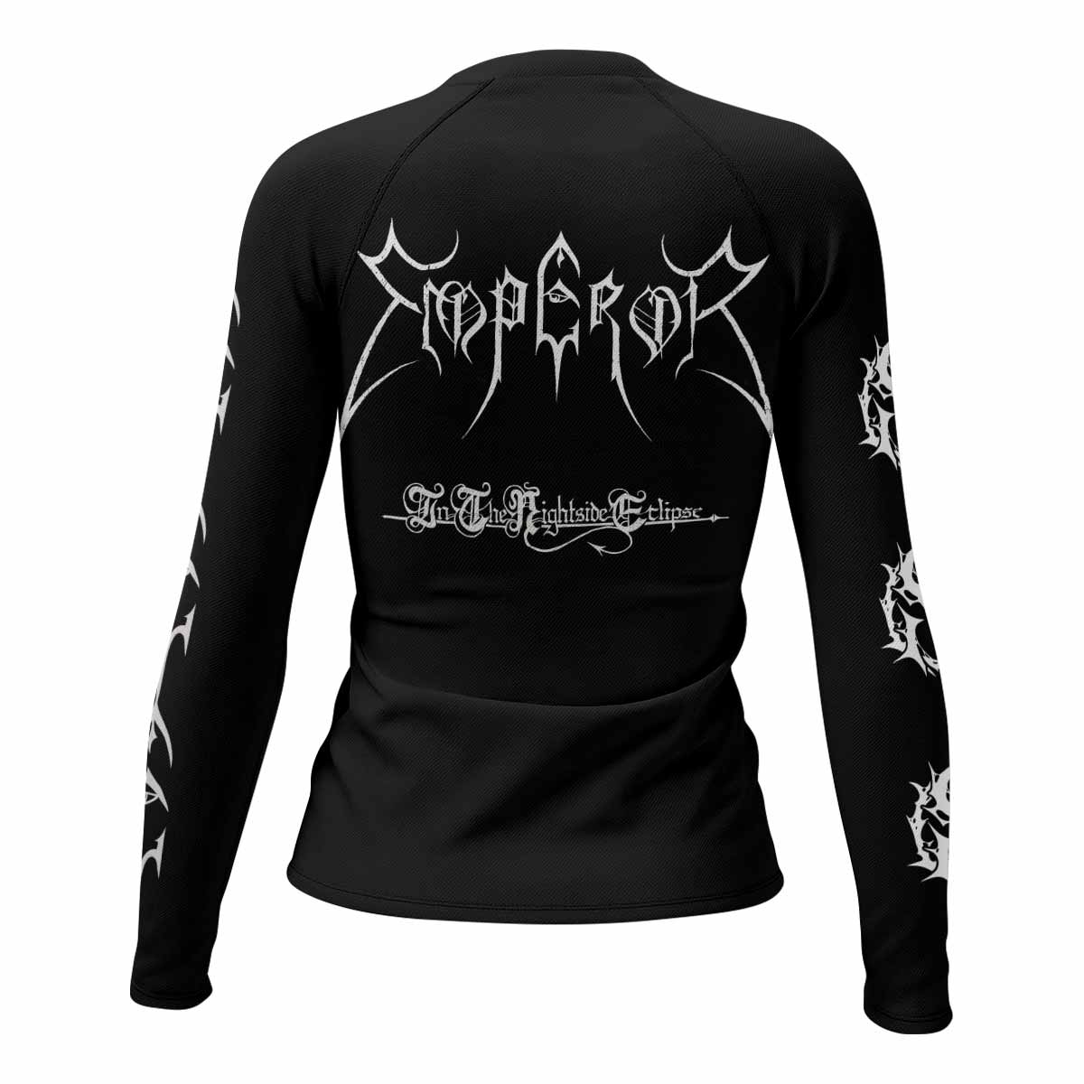 Emperor In the Nightside Eclipse Women's Rash Guard Long Sleeve - back view mockup