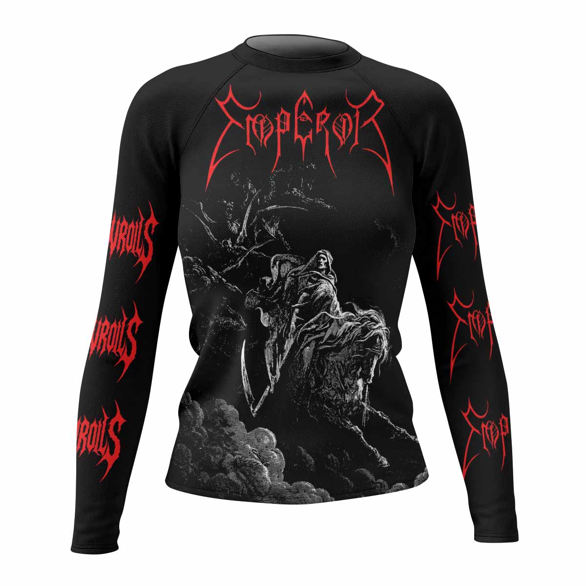 Emperor Wrath of the Tyrant Women's Rash Guard Long Sleeve - front view mockup