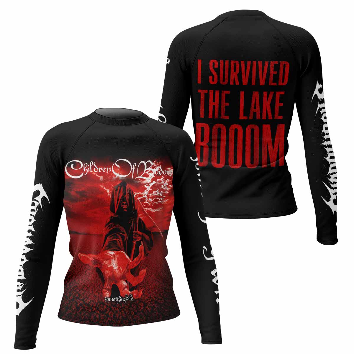 Children of Bodom Something Wild Women's Rash Guard Long Sleeve - front and back view