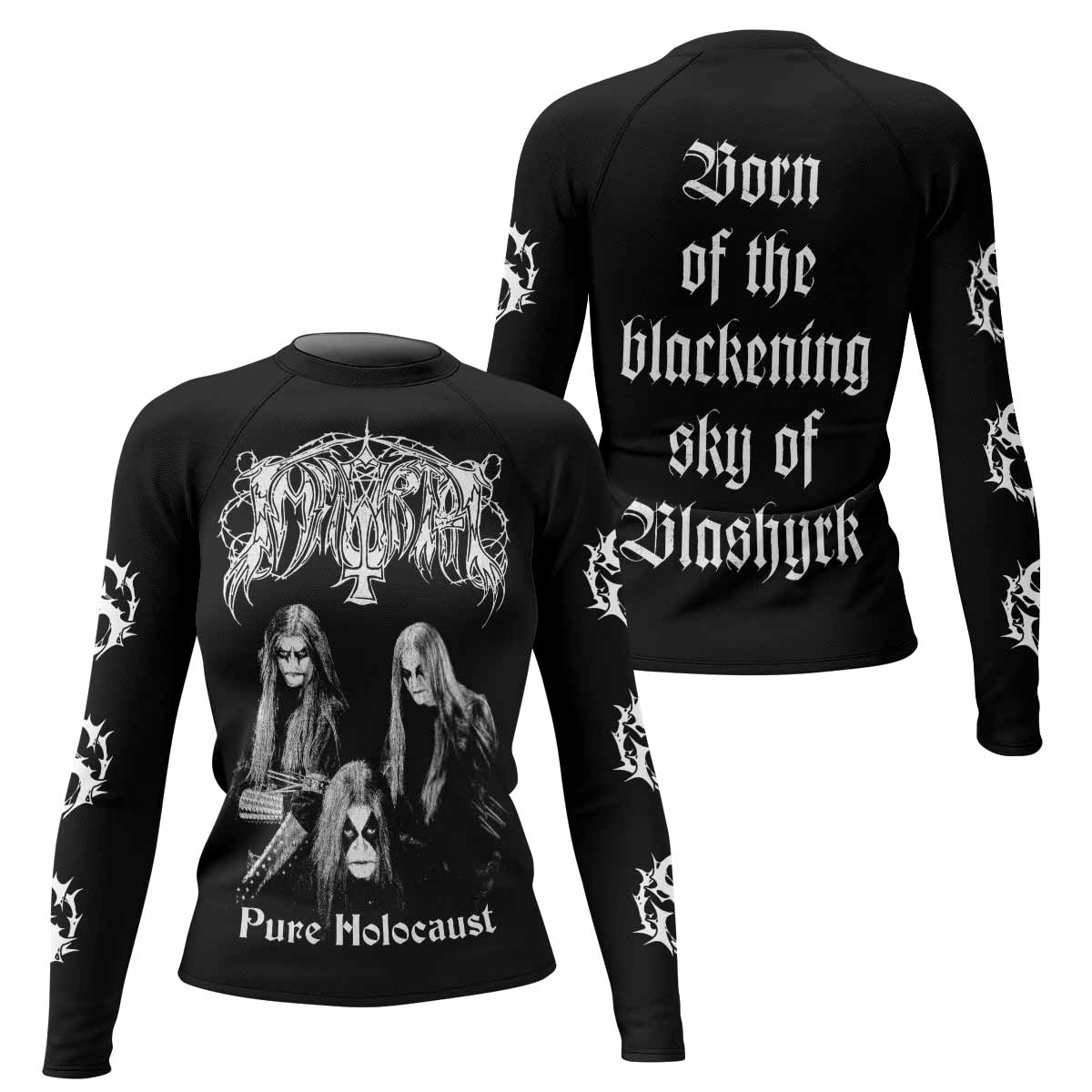 Immortal Pure Holocaust Women's Rash Guard Long Sleeve - front and back view