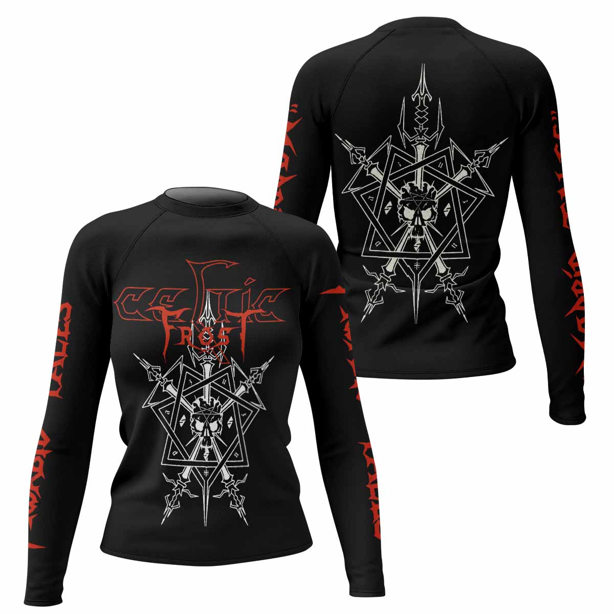 Celtic Frost Morbid Tales Sigil Women's Rash Guard Long Sleeve - front and back view
