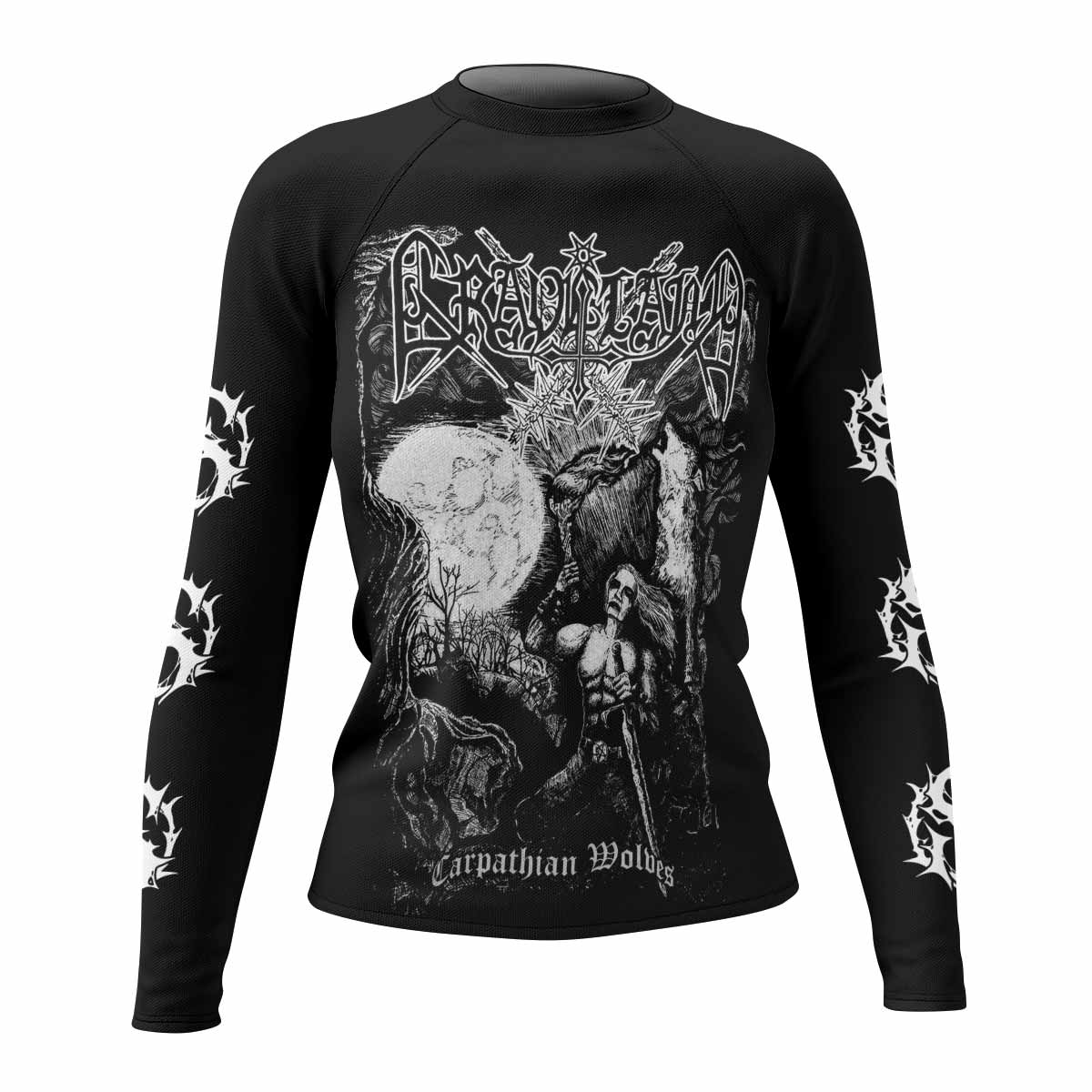 Graveland Carpathian Wolves Women's Rash Guard Long Sleeve - front view mockup