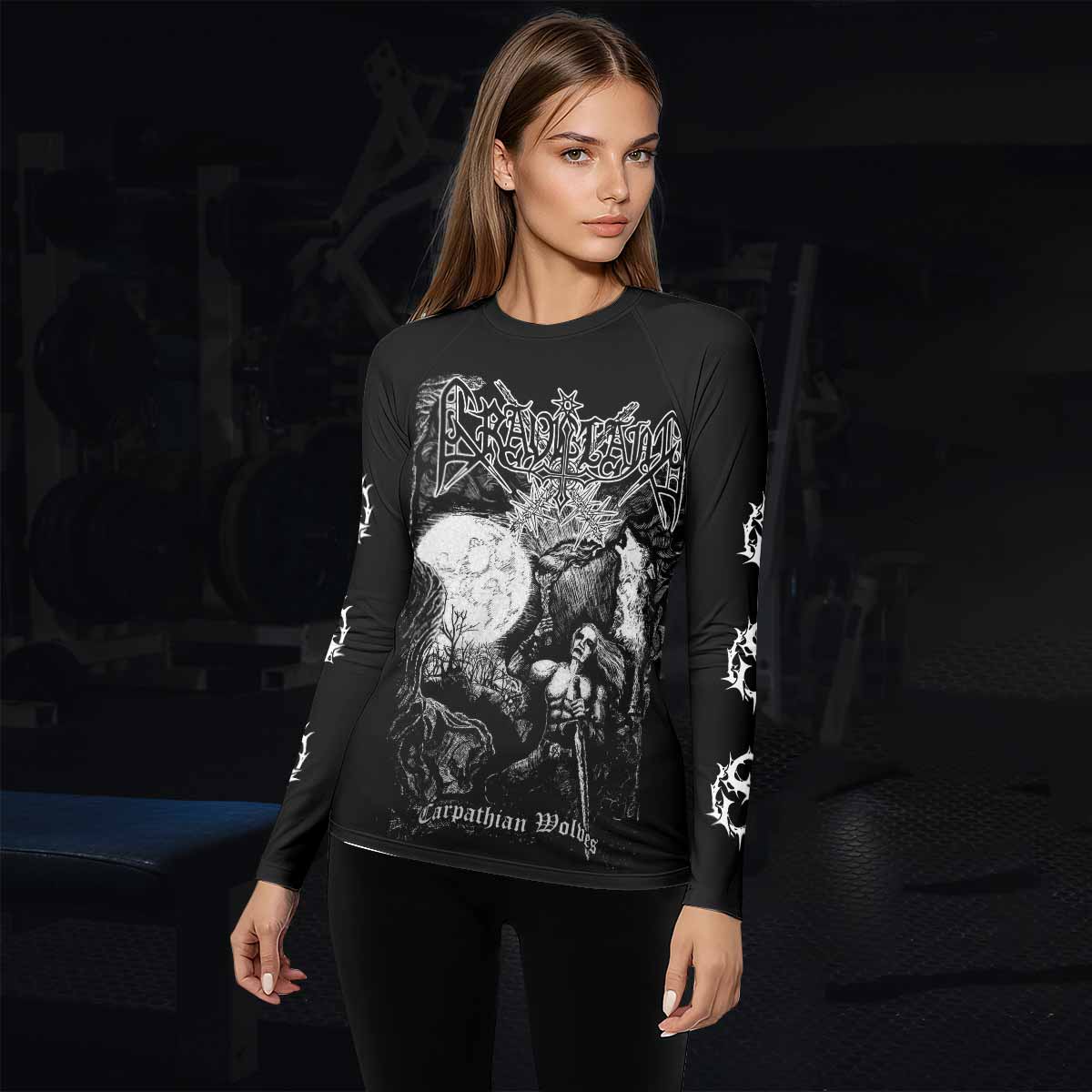 Graveland Carpathian Wolves Women's Rash Guard Long Sleeve - lifestyle view