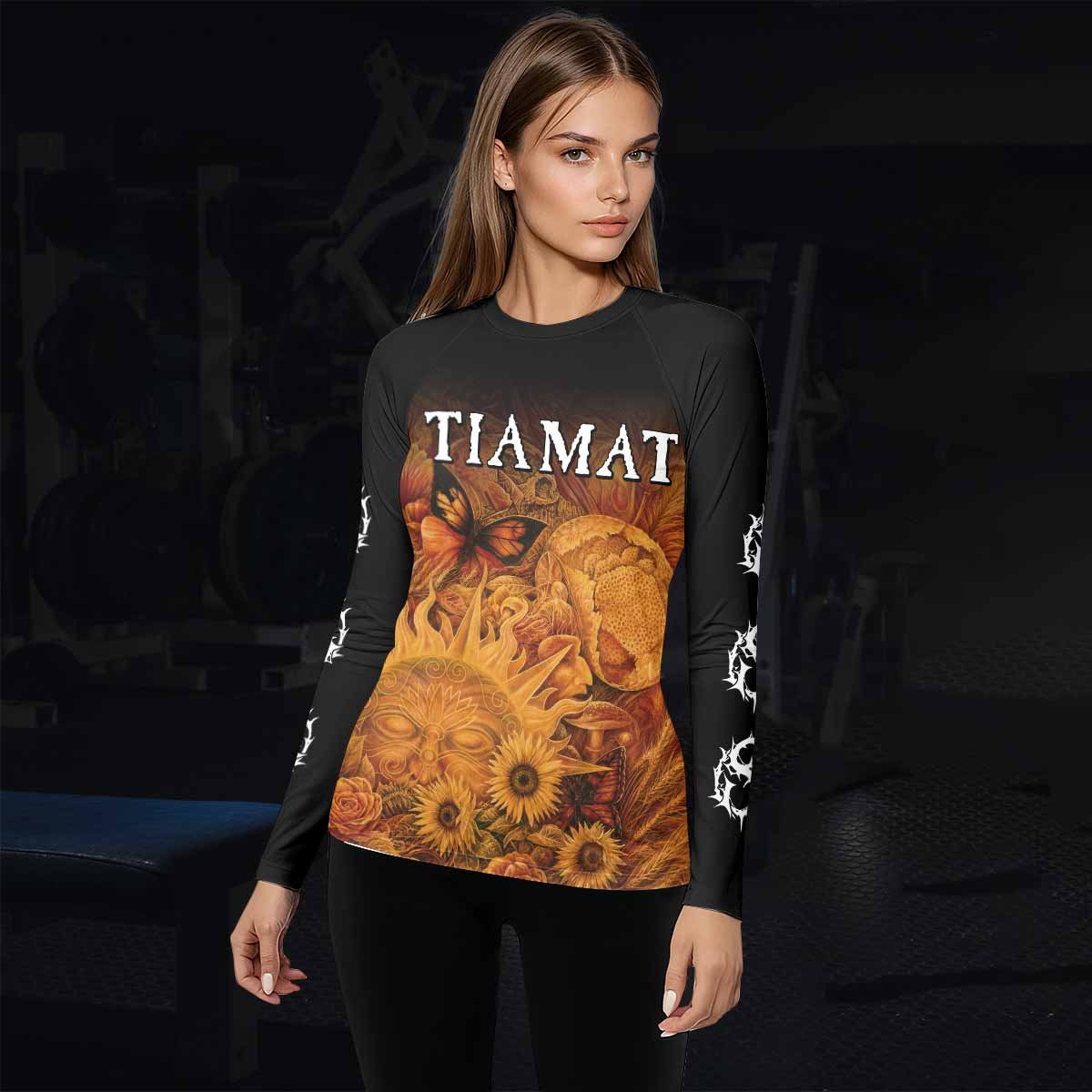 Tiamat Spiritual Sun Women's Rash Guard Long Sleeve - lifestyle view