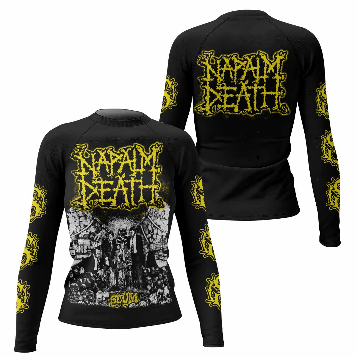 Napalm Death Scum Women's Rash Guard Long Sleeve - front and back view