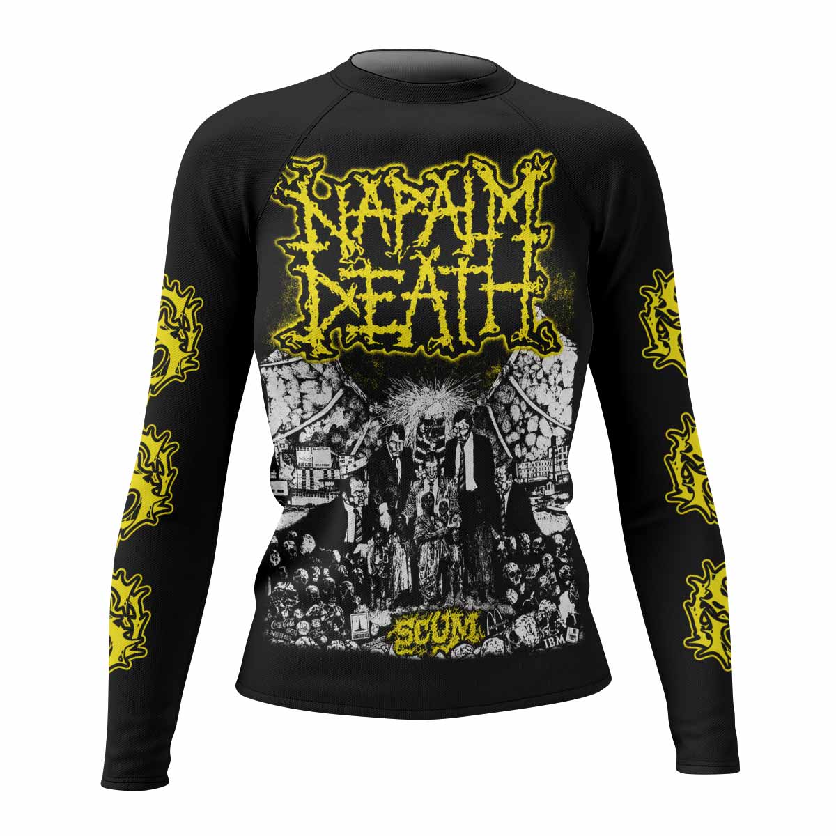 Napalm Death Scum Women's Rash Guard Long Sleeve - front view mockup