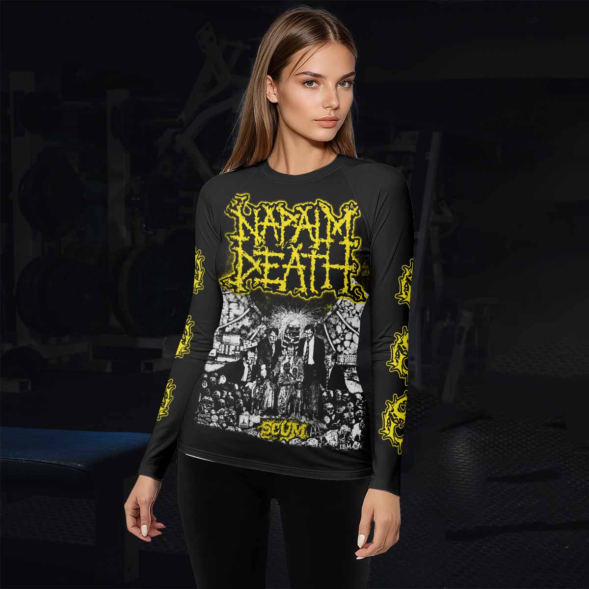 Napalm Death Scum Women's Rash Guard Long Sleeve - lifestyle view