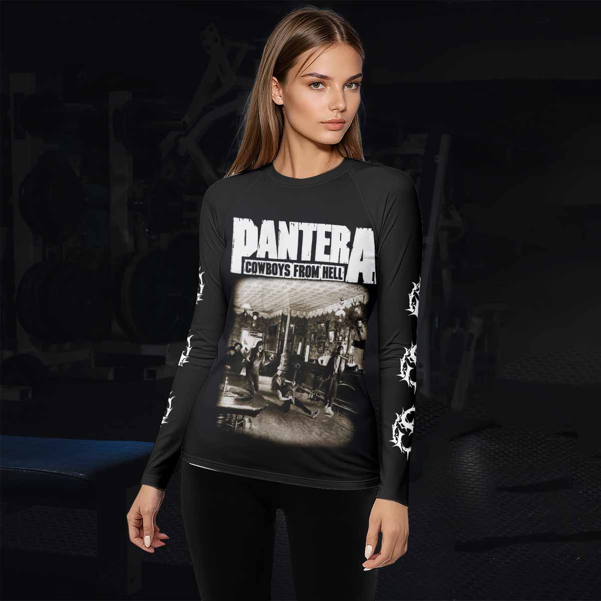 Cowboys from Hell Pantera Women's Rash Guard Long Sleeve - lifestyle view
