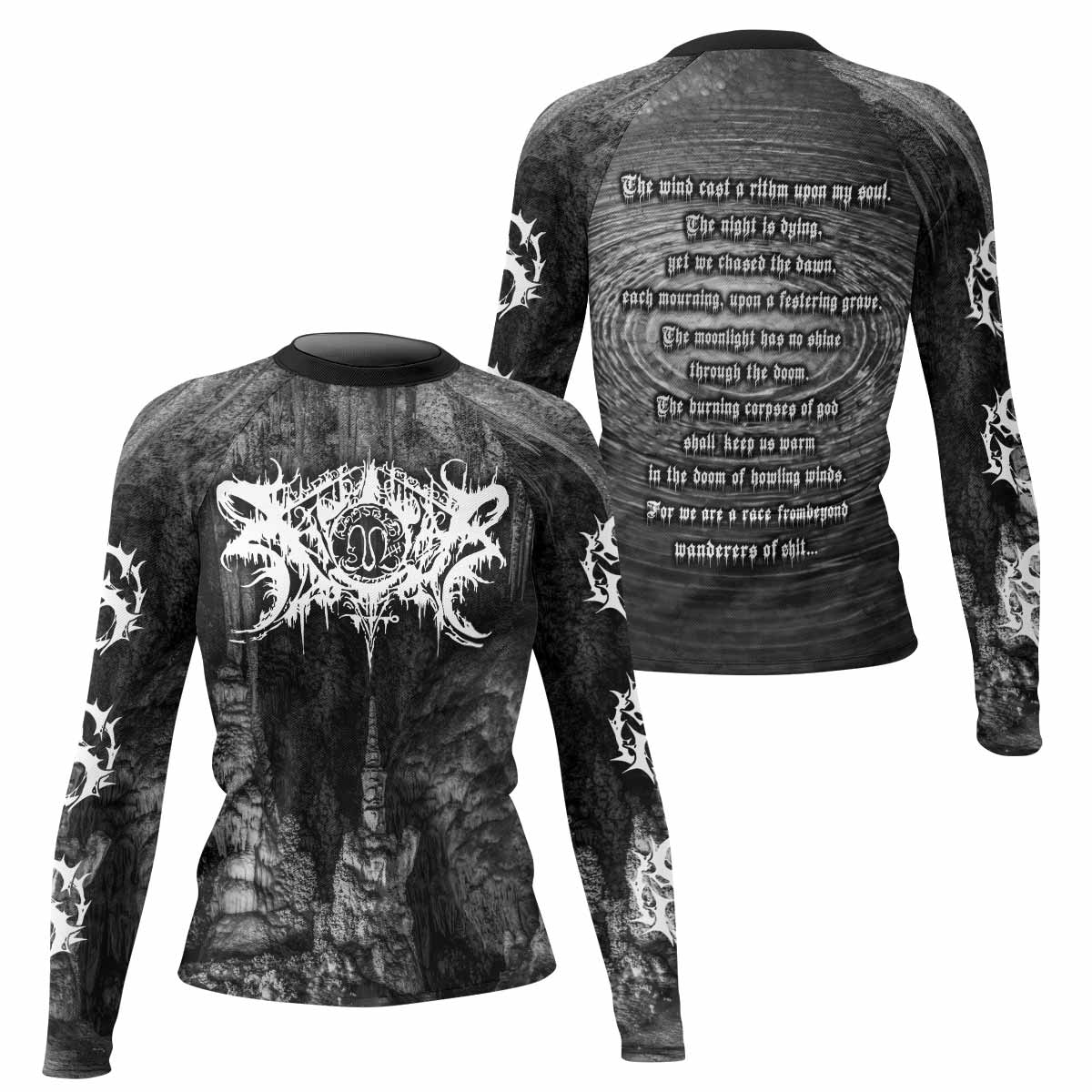 Xasthur Nocturnal Poisoning Women's Rash Guard Long Sleeve - front and back view