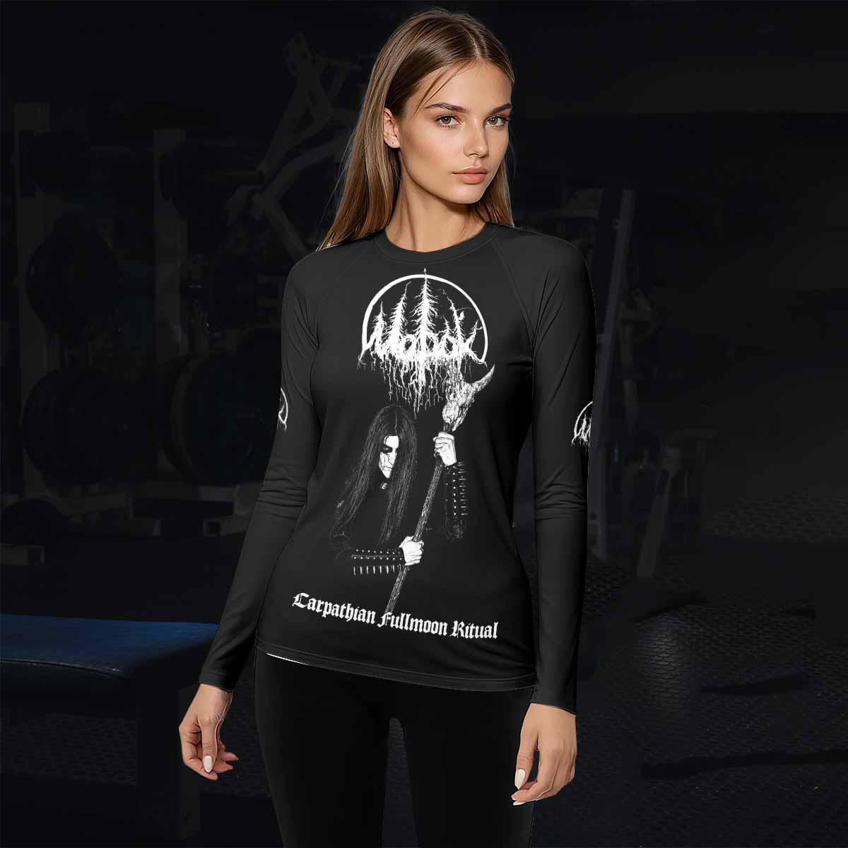 Morok Carpathian Fullmoon Ritual Women's Rash Guard Long Sleeve - lifestyle view