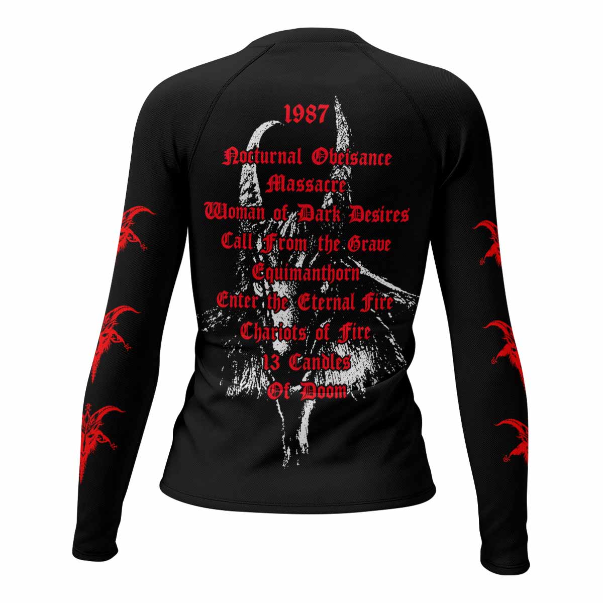 Bathory Under the Sign of the Black Mark Women's Rash Guard Long Sleeve - back view mockup