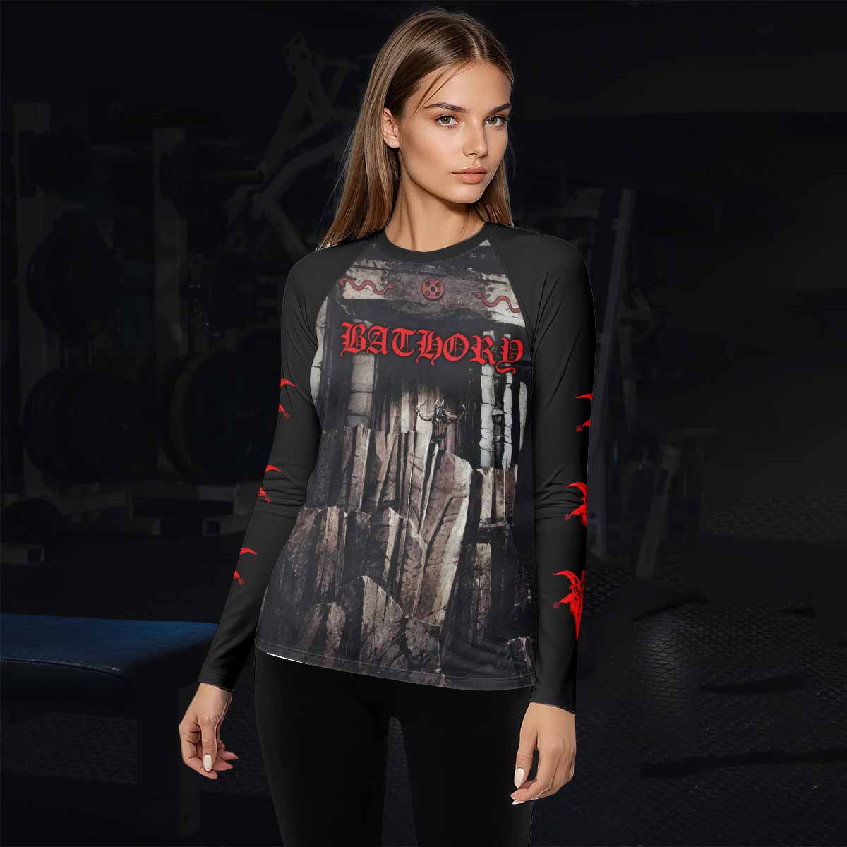 Bathory Under the Sign of the Black Mark Women's Rash Guard Long Sleeve - lifestyle view