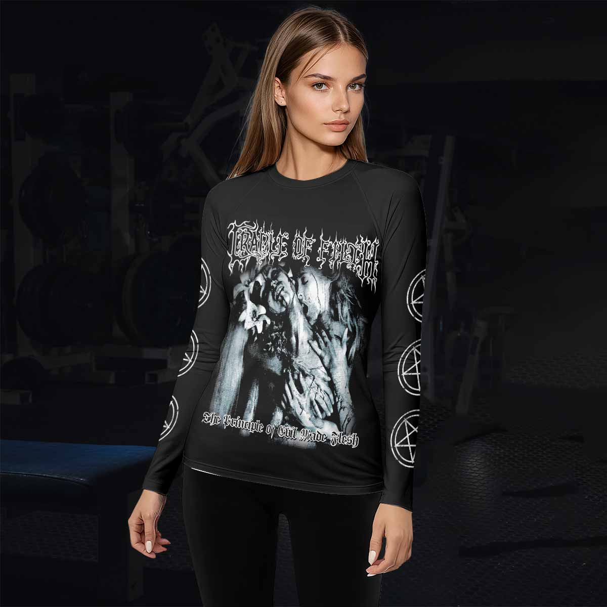 Cradle of Filth The Principle of Evil Made Flesh Women's Rash Guard Long Sleeve - lifestyle view