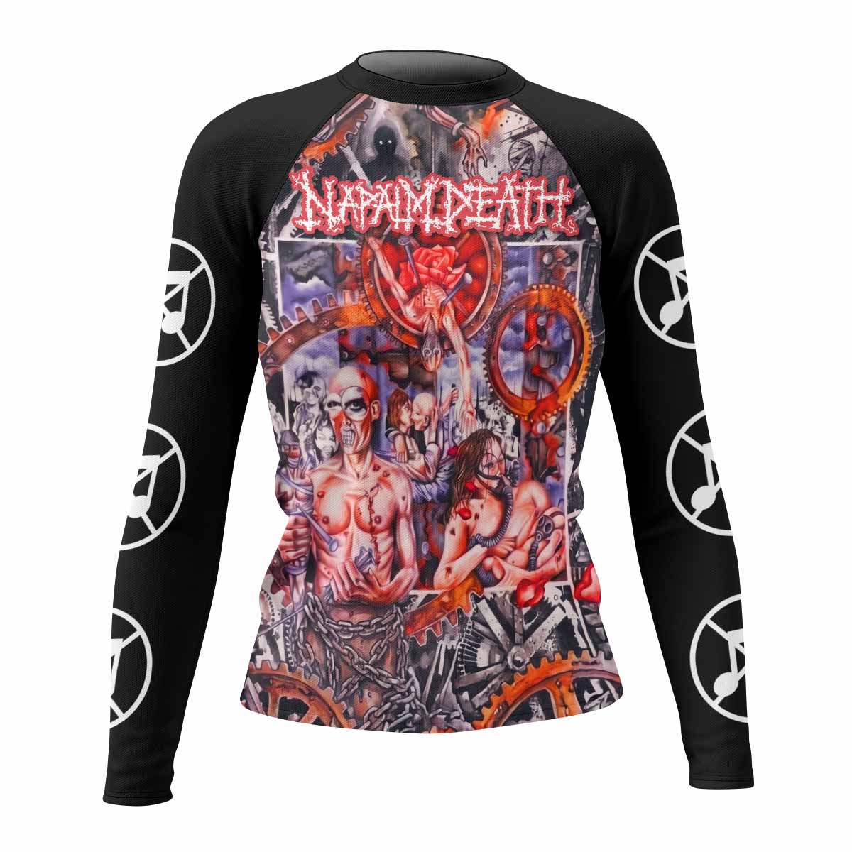 Napalm Death Utopia Banished Women's Rash Guard Long Sleeve - front view mockup