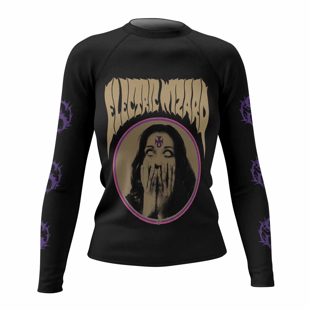 Electric Wizard Let Us Prey Women's Rash Guard Long Sleeve - front view mockup