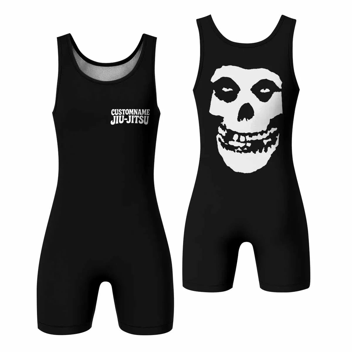 Custom Name Skull Jiu-Jitsu Wrestling Singlet