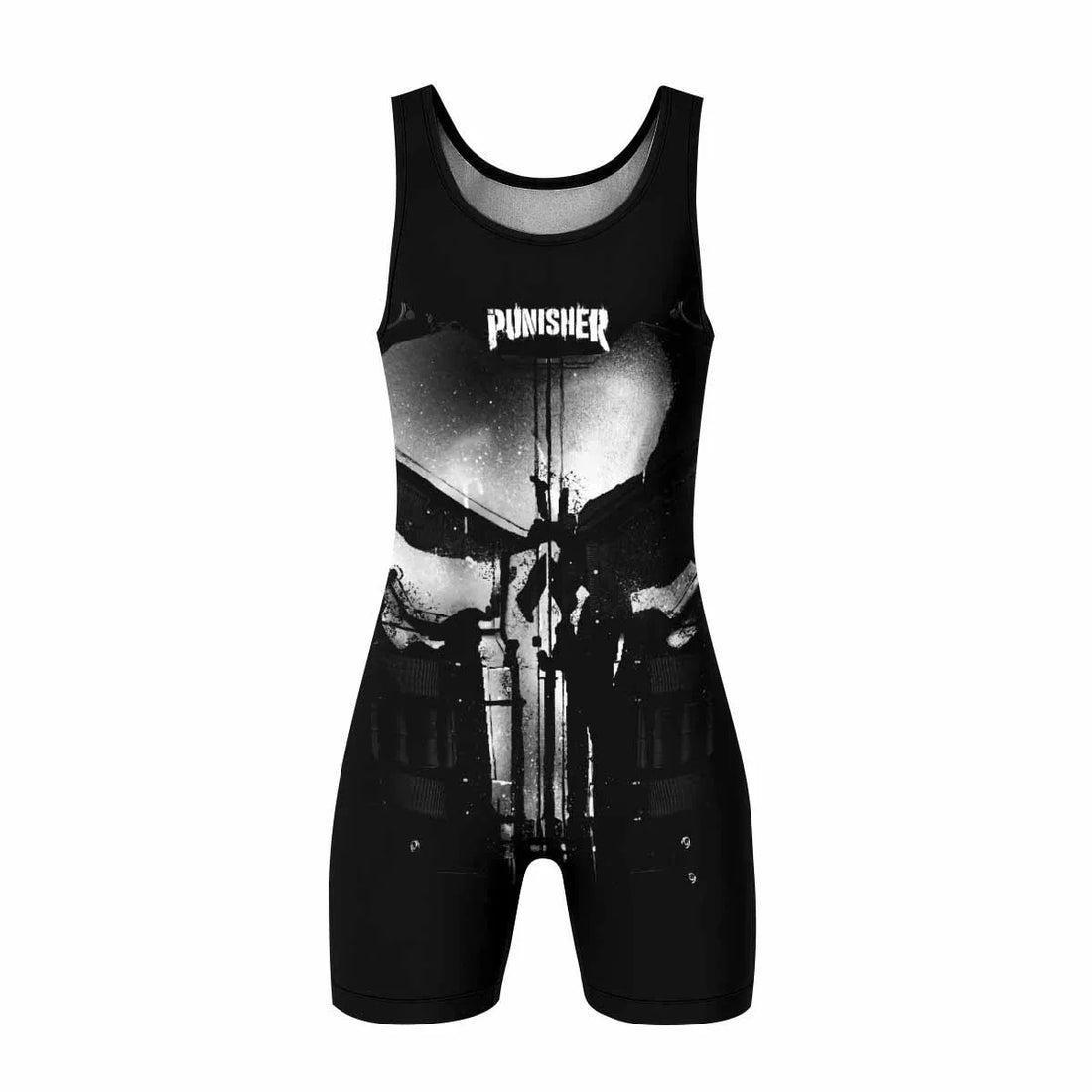 The Punisher Skull Camouflage Wrestling Singlet