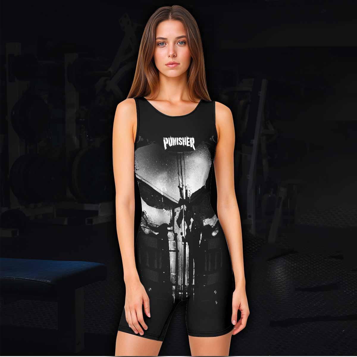 The Punisher Skull Camouflage Wrestling Singlet