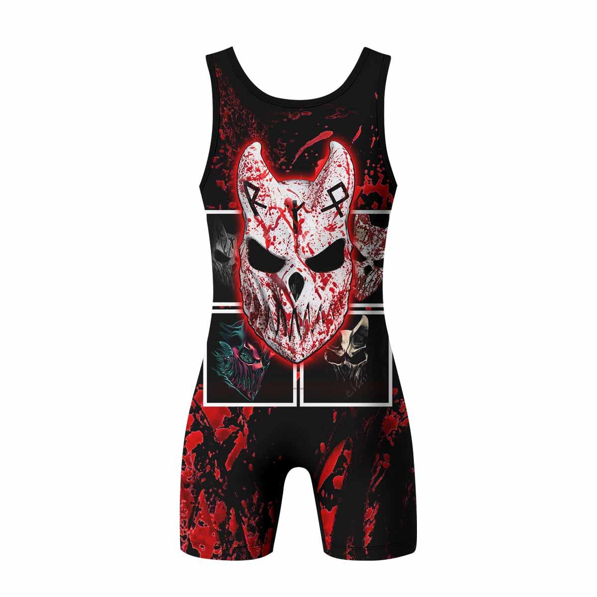 Slaughter to Prevail Wrestling Singlet - back view mockup