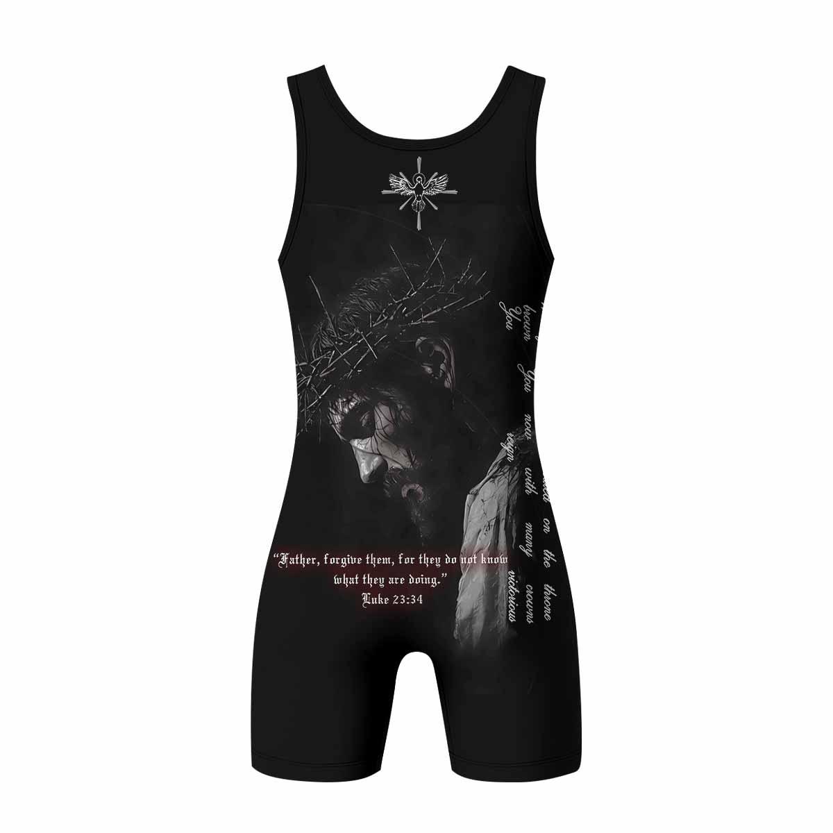 Crucified Silence Wrestling Singlet - back view mockup