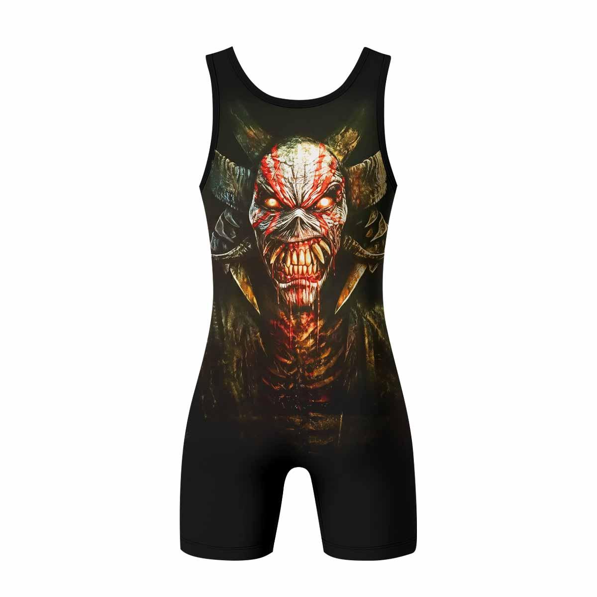 Iron Maiden Samurai Wrestling Singlet - back view mockup