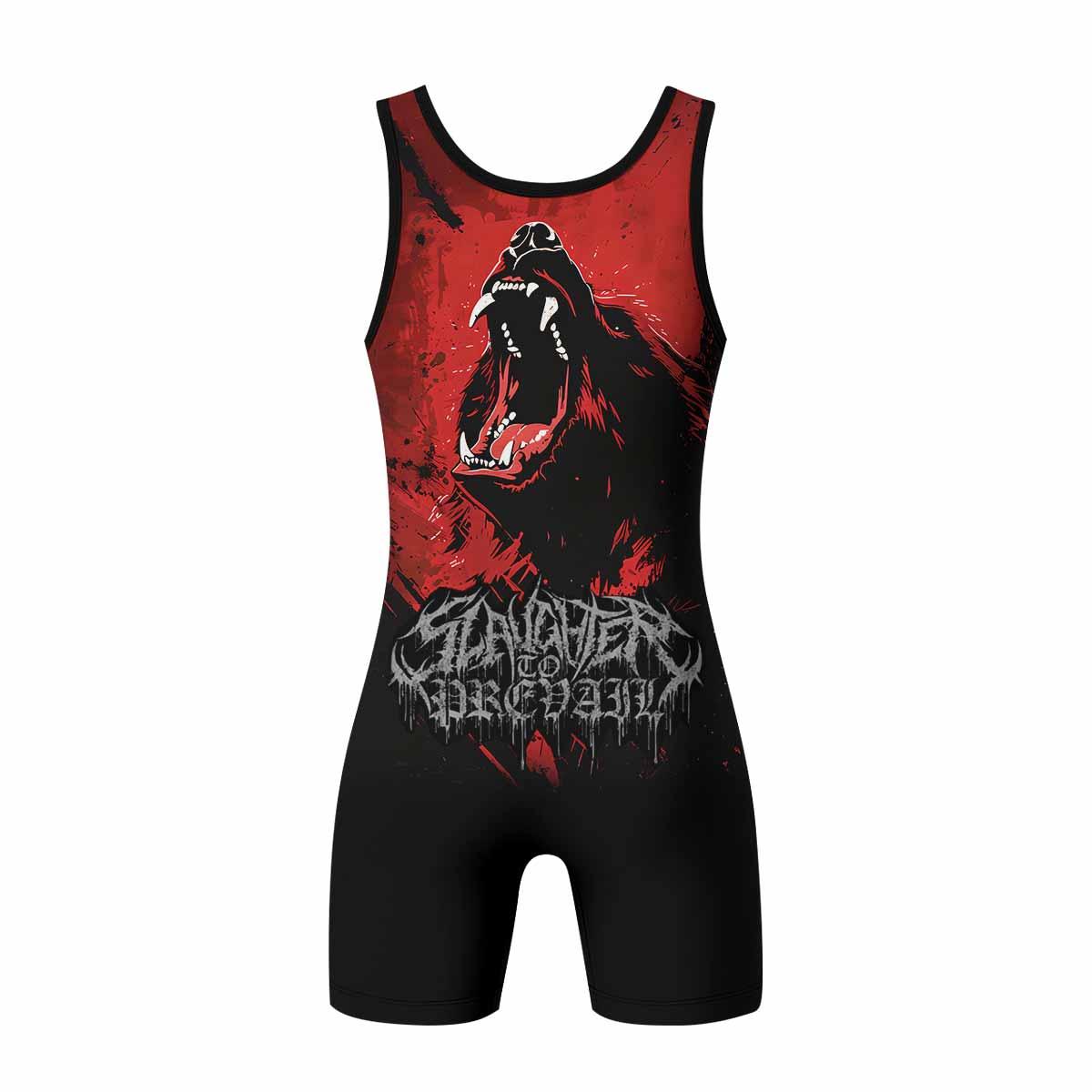 Slaughter to Prevail Bear Wrestling Singlet - back view mockup