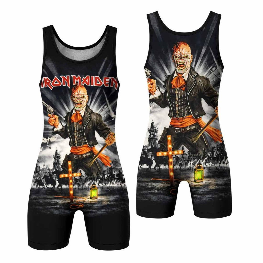 Iron Maiden Nights Of The Dead Wrestling Singlet - front and back view