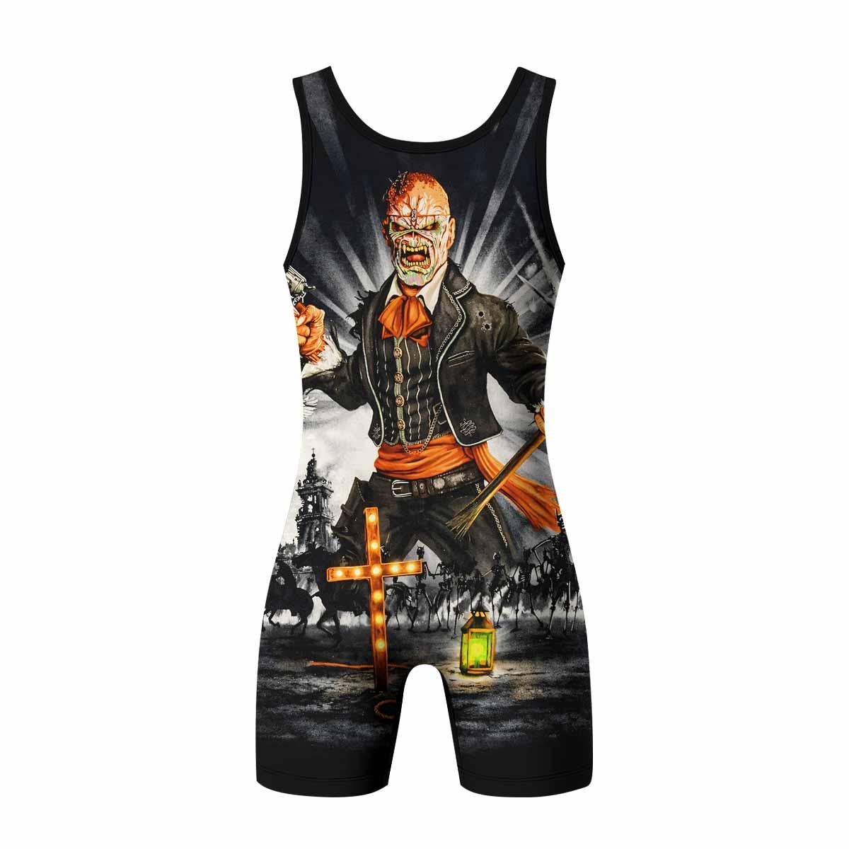 Iron Maiden Nights Of The Dead Wrestling Singlet - back view mockup